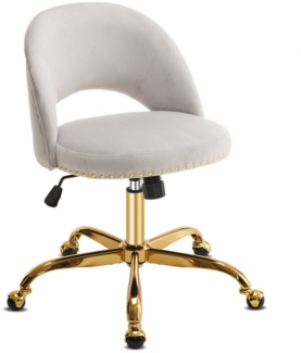 VINGLI Bürostuhl Schreibtischstuhl, Drehstuhl mit goldenen Nieten, Schminktisch Stuhl, Wippfunktion 105°-120°, 360° Drehbar, bis 136KG, Homeoffice Stuhl