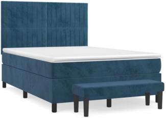 vidaXL Boxspringbett mit Matratze Dunkelblau 140x200 cm Samt 3137969