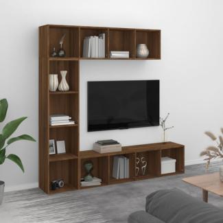 vidaXL 3-tlg. Bücherregal-/TV-Schrank-Set Braun Eichen-Optik 3152715