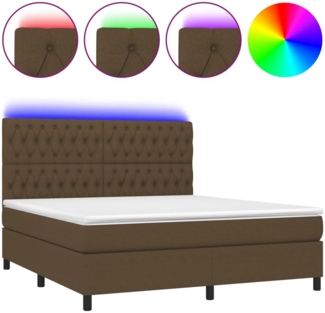 vidaXL Boxspringbett mit Matratze & LED Dunkelbraun 160x200 cm Stoff, Härtegrad: H2 [3135128]