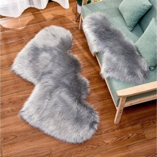 Sunicol Hochflor-Teppich Flauschig Weich Doppelherz Schaffell Teppichm, Longhair Fell Optik, 7 Farben, Waschbar, für Wohnzimmer Schlafzimmer