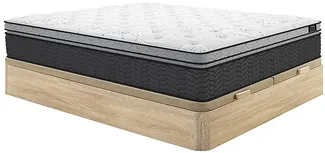 Vente-unique - GAMIANI Set aus Matratze und Bettgestell Holz, PlatteStoff Beige - B 180 cm x H 30 cm x L 200 cm