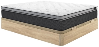 Vente-unique - Set aus Bettgestell mit Bettkasten + Taschenfederkernmatratze & Topper - 180 x 200 cm - Hybridmatratze - Stärke 30 cm - Holzfarben hell - GAMIANI von YSMÉE