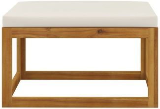 vidaXL Fußhocker mit Cremeweißem Polster Akazie Massivholz 311865
