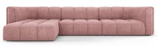 Micadoni Modulares Ecksofa Serena 5-Sitzer Strukturierter Stoff, Rosa, Links