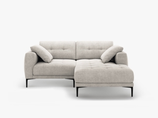 Micadoni Ecksofa Bemy 2-Sitzer Rechts Strukturierter Stoff Beige