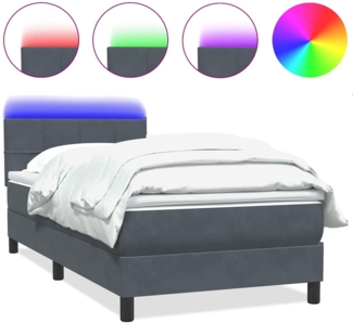 vidaXL Boxspringbett mit Matratze Dunkelgrau 80x220 cm Samt 3316906