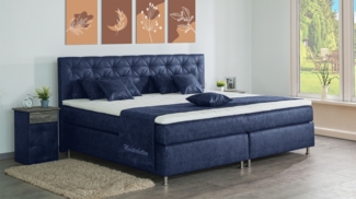Meisterbetten Boxspringbett Inox 120x200 in MS-Blue, Matratzenbezug Nano, Ergoflex-Topper