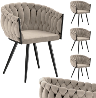 skølm 'Sudri' Esszimmerstühle, 4er Set, macchiato, gepolstert mit Samtbezug, höhenverstellbar, Schalenstuhl mit Armlehne, bis 120 kg belastbar