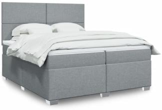 vidaXL Boxspringbett mit Matratze Hellgrau 200x200 cm Stoff 3292888