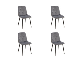 Esszimmerstuhl 4er Set Samt mit Metallgestell in Grau Polsterstuhl Modern Elegant, 45 x 87 x 41 cm