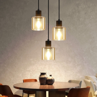 ZMH Pendelleuchte Esstisch Hängelampe Vintage 3 Flammig Esstischlampe Hängend E27 Hängeleuchte Metall Schwarz Esszimmerlampe Retro Industrial Pendellampe für Wohnzimmer Hotel Büro (ohne Leuchtmittel)