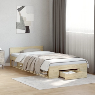 vidaXL Bettgestell mit Schublade Sonoma-Eiche 90x200 cm Holzwerkstoff 3280799