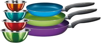 KING Pfannen-Set, Aluminium (Set, 7-tlg, 3 Pfannen, 4 Schüsseln), Induktion, Keramikbeschichtung