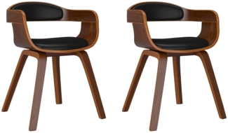 vidaXL Esszimmerstühle 2 Stk. Schwarz Bugholz und Kunstleder [3092377]