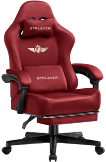 GTPLAYER Gaming Stuhl, Stoff, Einstellbare Armlehne, Einteiliger Stahlrahmen, leinenartige Oberfläche, Rosa