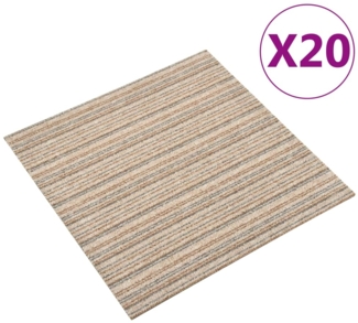 vidaXL Teppichfliesen 20 Stk. 5 m² 50x50 cm Gestreift Beige 147320