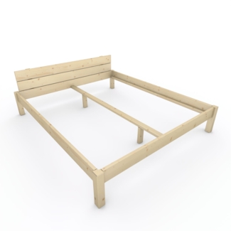 Pfostenbett "metallarm" Fichte Holzbett "Daybett" 180 x 210cm 38cm Doppelbett