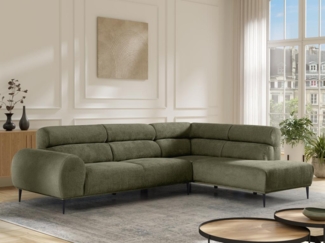 Vente-unique - Ecksofa - Ecke rechts - Strukturstoff - Khaki - MALIADA