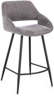 Barhocker Florence 2er-Set aus Stoff, modern gepolstert, mit Fußstütze, grau