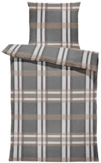 One Home Bettwäsche Karo Streifen, Fleece, 4 teilig, Kariert modern, kuschelig flauschig warm weich Winter Normalgröße