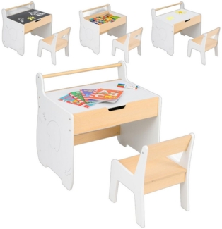 COSTWAY Kindersitzgruppe, 2 in 1 Kinder Aktivitätstisch und Stuhl, Holz