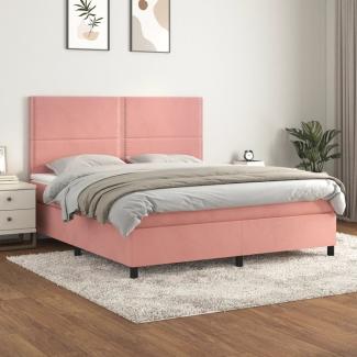 vidaXL Boxspringbett mit Matratze Rosa 180x200 cm Samt 3142982