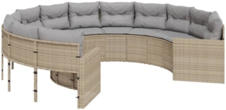 vidaXL Gartensofa mit Kissen Rund Beige Poly-Rattan 3318533