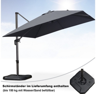 PURPLE LEAF Ampelschirm Quadratischer Alu Außenbereich Sonnenschirm mit Schirmständer, LxB: 270,00x270,00 cm, für Garten, Terrasse, Pool, Balkon