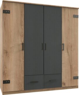 Kleiderschrank Glasgow Drehtürenschrank 180x58x198cm Plankeneiche Graphit