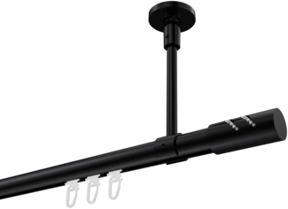Innenlauf-Gardinenstangen-Set Sonette Zoena 300 cm (geteilt in 3 x 100 cm), 1-läufig, 20 mm Ø Schwarz