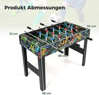 2 in 1 Mini Kickertisch mit abnehmbaren Beinen für Tischplatte Fußballtisch mit 2 Bällen Schwarz