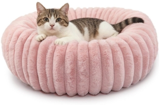 Ledander Tierbett Hundebett Katzenbett, weich,Flauschiges Hundebett waschbar, Wolle-Futter und rutschfester Basis,rundes Kunstfell-Katzenbett