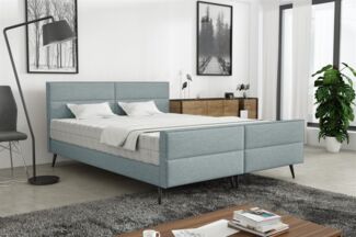Polsterbett Doppelbett CREMONA 120x200cm Komplettset Stoff Gemma Eisblau
