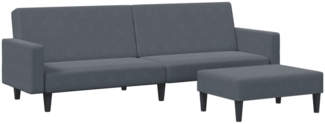 vidaXL Schlafsofa 2-Sitzer mit Fußhocker Dunkelgrau Samt 3216237