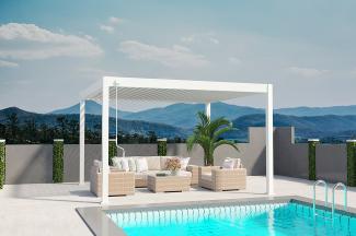 Weide Deluxe | Pergola Voll Aluminium freistehend | 3,6 x 4 M | Lamellendach weiß