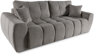MEBLINI Sofa mit Schlaffunktion – FUTU – 263x105x93cm – Grau Plüsch – Schlafcouch Ausziehbar - Schlafsofa mit Bettkasten - Sofabett - Couch mit Schlaffunktion – Klappsofa