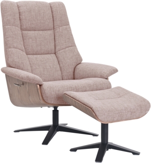 MINATO Loungesessel inkl. Hocker - tan / Walnuss