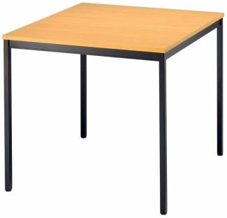 'VS80' Besprechungstisch mit 4-Fuß-Gestell, Buche/Schwarz, 80x80 cm