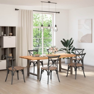 vidaXL Esstisch mit Baumkanten 220x100x74 cm Massivholz Eiche Rechteck 3304750