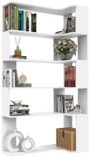 JEOBEST Bücherregal Eckregal, Eck-Bücherregal 5-stöckiges, Modernes Display Unit, L-förmiges Regal, H 169CM