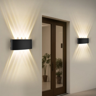 Oraymin Wandleuchte 2 Stück Auf- und Ablicht 8W LED Außenleuchte 3000K 640LM, 3000K, LED fest integriert, 3000K, Warmweiß, LED-Wandleuchte Up & Down Beleuchtung IP65 wasserdicht 8 LEDs 8W 3000K