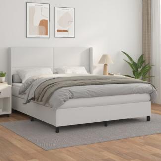 vidaXL Boxspringbett mit Matratze Weiß 180x200 cm Kunstleder 3132394