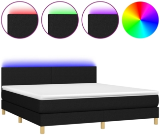 vidaXL Boxspringbett mit Matratze & LED Schwarz 160x200 cm Stoff 3133567