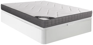 Vente-unique - Set aus Bettgestell + Matratze - 160 x 200 cm - 5-Zonen-Taschenfederkern & Auflage aus Memory Schaum - Stärke 23 cm - Weiß - BABYLONE von YSMÉE