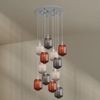 s.luce Velo 12-flammige Galerieleuchte Ø 80cm Baldachin Ø 20cm Braun, Klar, Rauch