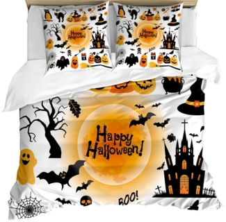 Abakuhaus Bettwäsche Milbensicher Allergiker geeignet mit Kissenbezügen, Microfaser, Halloween Glücklicher Geist