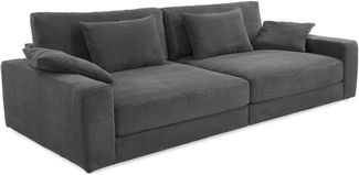 Big-Sofa 290 cm breit Federkern Lounge Couch extratief Cordbezug in Dunkelgrau