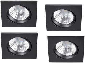 Eckige LED Einbaustrahler Decke im 4er Set schwenkbar dimmbar Schwarz matt 5,5W