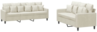vidaXL 2-tlg. Sofagarnitur mit Kissen Creme Samt 3201728